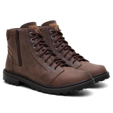 Imagem de Bota Coturno Masculina Couro Venetto Zíper Cadarço Casual, 42, Marrom