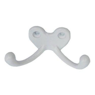 Imagem de Kit 12 Cabides P/ Roupa Ganchos Duplos Metal - Telis Ferragens, Branco