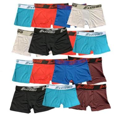 Imagem de Kit 15 Cuecas Boxer Infantil Fristyle Em Microfibra Lisa, M