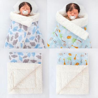 Imagem de Kit de 2 Mantas Cobertor Bebê e Infantil para Menino com Sherpa - Pand
