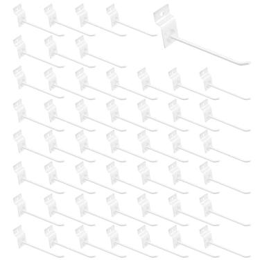 Imagem de Waltool Conjunto de 50 peças de ganchos brancos de painel de slatwall de 15 cm, ganchos de metal para pendurar na parede, organizador de quadro de garagem, loja de varejo