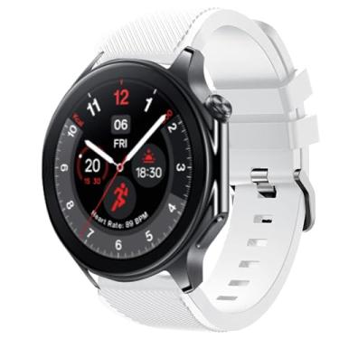 Imagem de Lamshaw Compatível com pulseiras OnePlus Watch 2, pulseira de silicone esportiva de substituição compatível com OnePlus Watch 2 46 mm / 1 Smart Watch (branco)