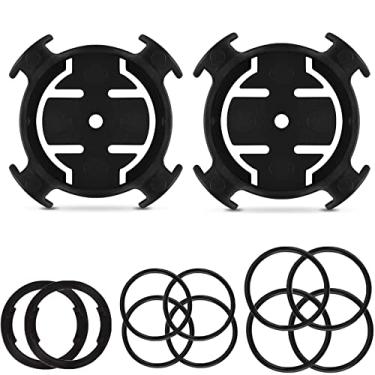 Imagem de Compatível com suporte COOSPO BC107, suporte externo para computador de bicicleta compatível com computador de bicicleta Garmin, Wahoo, XOSS, base de adaptador de plástico para bicicleta (2 unidades - preto + preto)