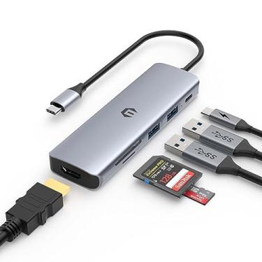 Imagem de Hub USB C, adaptador TOTU USB C MacBook Pro/Air iPad Pro 6 em 1 com saída HDMI 4K, porta PD 100W, 2 USB 3.0, compartimento para cartão SD/TF, encaixe USB C para laptop Dell e outros laptops tipo C