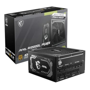 Imagem de MSI MAG A1000GL PCIE5 1000W 80 PLUS Fonte de alimentação modular dourada - Preto | 306-7ZP9B18-CE0
