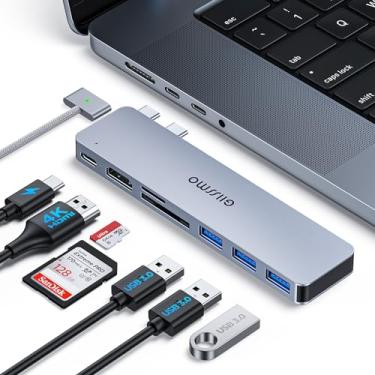 Imagem de GIISSMO Adaptador MacBook, Hub USB C com Thunderbolt 3, HDMI 4K, 3 portas USB-A, leitor de cartão SD/TF, acessórios para MacBook Adaptador USB compatível com MacBook Pro M1 2020-2016, MacBook Air 2020