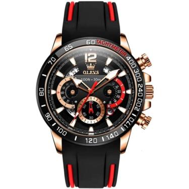 Imagem de Relógio Quartzo Impermeável Masculino Esportivo Casual Pulseira De Borracha Preto