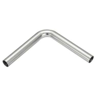Imagem de PATIKIL Tubo estendido sanitário de 90 graus, tubo de escape de cotovelo curva de mandril OD de 2,5 cm conector reto de aço inoxidável 304 tubo estendido para soldagem corrimão de escada modificado