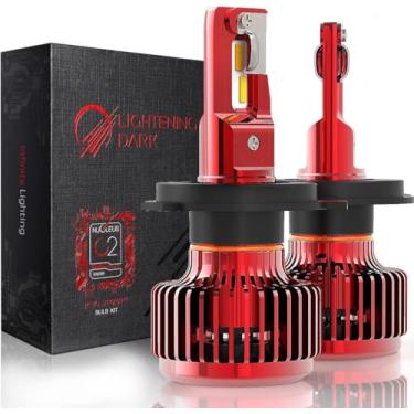 Imagem de LIGHTENING DARK Lâmpada H4, lâmpada de neblina branca xenon 6500K H4/9003 com ventilador (pacote com 2)