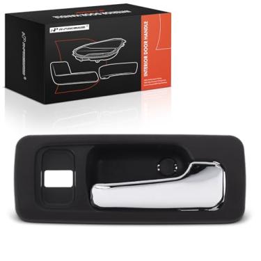 Imagem de A-Premium Maçaneta interna do lado do passageiro dianteiro direito com orifício de bloqueio compatível com Honda Accord 1990-1993 Sedan, carcaça marrom com alavanca cromada, com trava de energia,