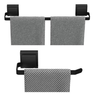 Imagem de Kit de Acessórios Para Banheiro Ventosa Preto 2 Peças UN.Max - Unidas