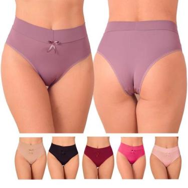 Imagem de KIT 10 Calcinhas Femininas Cintura Alta Cós Duplo Lingerie Atacado Lat