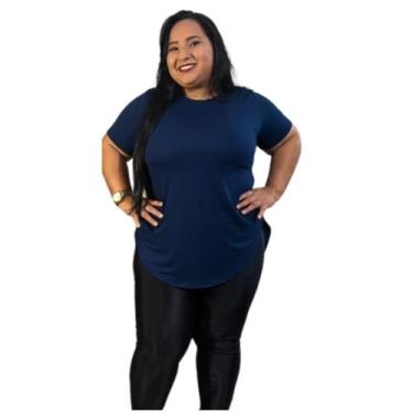 Imagem de Blusa plus size basica tapa bumbum rf:08 - momento confecções, Marinho