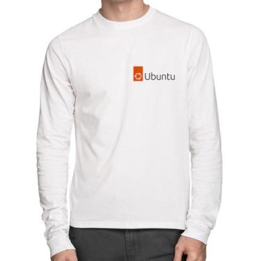 Imagem de Camiseta Algodão Ubuntu Linux Manga Longa - Foca na Moda, Branco, G