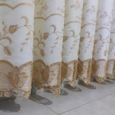 Imagem de Cortina Bordado Guipir Linho Luxo Forrada Com Microfibra 4,00x2,30 - S