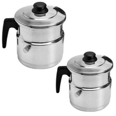 Imagem de Kit Leiteira Térmica Apito Alumínio Leite Chá 1500 e 3500ml - Continen