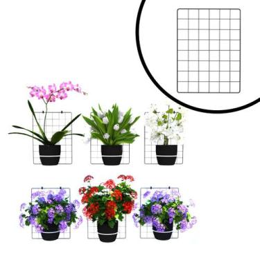 Imagem de Kit Tela Aramada 30x40 Preto para Jardim Vertical Orquídeas Horta Susp