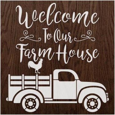 Imagem de Stencil Pintura Welcome To Our Farmhouse Stxx-197 20x20cm Litoarte