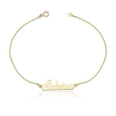 Imagem de Pulseira Feminina Nome Escrita Ouro Puro 10k - MAEHLER JOIAS
