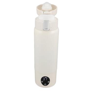 Imagem de Aquecedor de Leite Portátil, Aquecedor de Mamadeira Portátil Sem Fio de 300ML, Aquecimento Rápido Ajustável de 37-50°C USB Recarregável de Aço Inoxidável e Aquecedor de Viagem