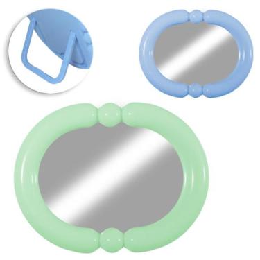Imagem de Espelho de mesa / pendurar com moldura de plastico oval 18x14cm - SUTT