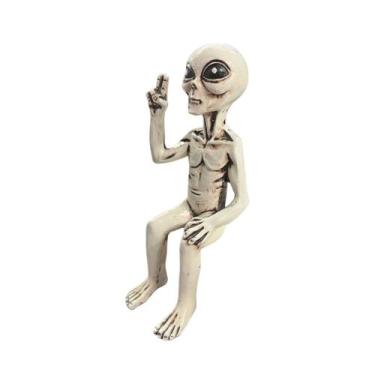 Imagem de Escultura ET Alienígena Símbolo Paz 14,5 cm em Resina - Lua Mística - 