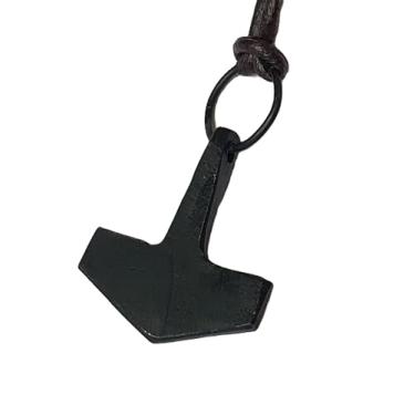 Imagem de ARTIZANSTORE Joia Viking com pingente Thors Hammer Mjolnir de aço forjado à mão, Large, Couro Liga de aço Ferro, Sem Pedra Preciosa