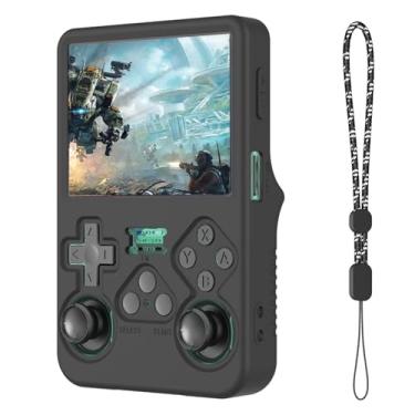 Imagem de Silicone Case Compatible with R36S Handheld Game Console, Anti-Scratch, Washable, Shockproof Silicone Protective Cover for R36S with Lanyard - Black