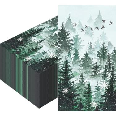 Imagem de Guardanapos de papel de floresta enevoada verde, 120 peças, papel decorativo descartável, toalhas de hóspedes, guardanapos florestais, guardanapos de cozinha, aniversário, casamento, banheiro,