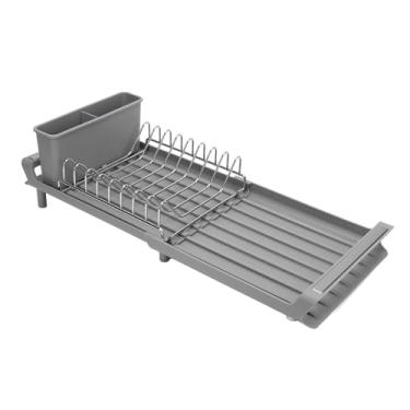 Imagem de Escorredores de Pratos de Ferro Fortes para Balcão de Cozinha, Rack de Pratos Ajustável Com Orifício de Drenagem Eficaz, Rack de Armazenamento Moderno de Secagem Rápida e