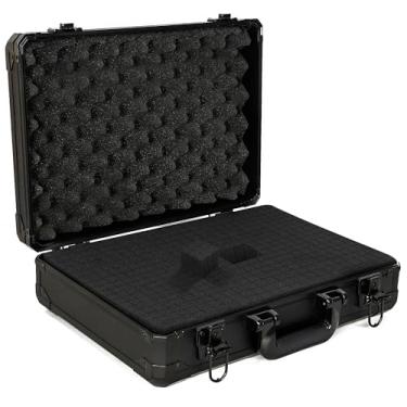 Imagem de ITHWIU Estojo de transporte de alumínio de 15 polegadas 15 x 11 x 4,3 polegadas ideal para transporte de microfone e equipamento de câmera, estojo de mixer de DJ com espuma pré-cortada perso