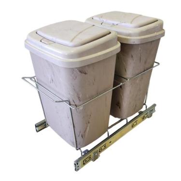 Imagem de Lixeira Aramada Dupla de Base deslizante 18L Click - Metais ADR, Balde