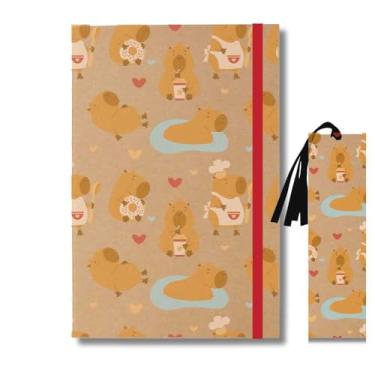 Imagem de Caderno Kraft A5-50 Folhas + Marcador de Página Capivara fofa 01