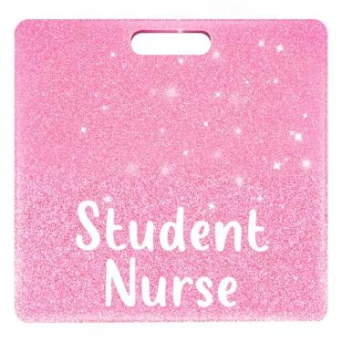 Imagem de Crachá rosa de estudante de enfermeira com glitter, crachá de enfermeira horizontal, etiquetas de identificação de identificação, acessórios para mulheres, colegas de trabalho, enfermeiras residentes,