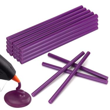 Imagem de MATUFF Bastões de cola quente roxos tamanho completo 1 cm de diâmetro x 20 cm de comprimento, 20 peças de bastões de cola adesiva Hot melt, bastões de pistola de cola coloridos para todos os fins para