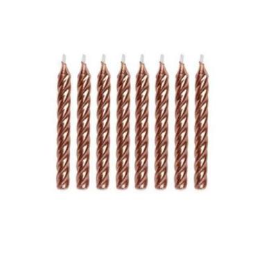 Imagem de Vela Aniversário Palito Espiral Rosé Gold Metalizada - 08 un - Silverf