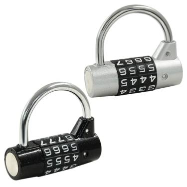 Imagem de Hitefu 2 pacotes com 5 letras, cadeado de armário de academia de 5 dígitos, cadeado de segurança resistente para escola, caixa de ferramentas, armário, ferrolho, portão (prata e preto)