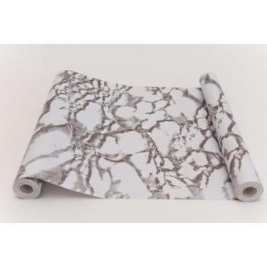 Imagem de Papel Adesivo Contact De Parede Móveis Pedra Mármore Branco C/15 Metro