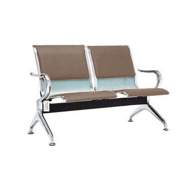 Imagem de Cadeira Longarina Com Est Cromada 2 Lugares Colors Marrom Claro