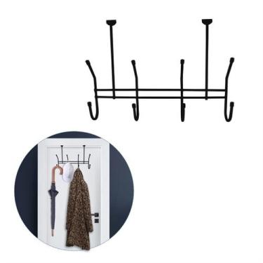Imagem de Cabideiro Duplo - Pendurador de Porta 8 Ganchos - Multiuso - NoBrand, 