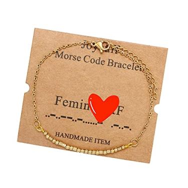 Imagem de JoycuFF Pulseiras de Código Morse para meninas adolescentes Pulseira com mensagem secreta inspiradora para mulheres presentes de incentivo fashion para filha, irmã amiga, 6 5 inch, Metal, arenito