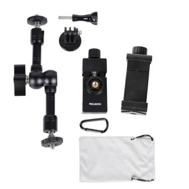 Imagem de PellKing Suporte de cerca de câmera para transmissão ao vivo, kit de montagem de suporte de telefone para trocador de jogos de beisebol, softbol e tênis, compatível com iPhone GoPro Mevo