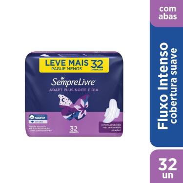 Imagem de Absorvente SEMPRE LIVRE® ADAPT® PLUS NOITE E DIA SUAVE com Abas 32 unidades