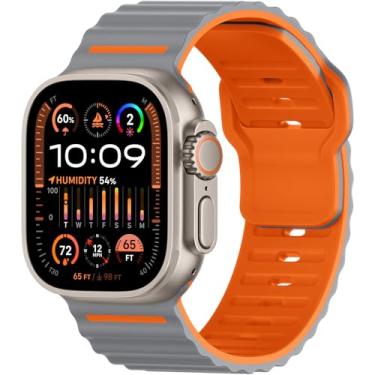 Imagem de Pulseira de silicone esportiva compatível com Apple Watch Ultra 3/Ultra 2/Ultra, pulseira macia para Apple Watch de 49 mm, 46 mm, 45 mm, 44 mm e 42 mm, pulseira para iWatch séries 11 10 9 8 7 6 5 4 3