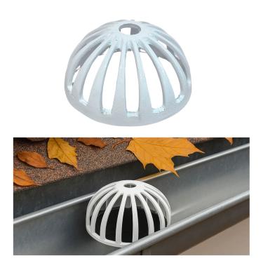 Imagem de Ralo Abacaxi Hemisférico Alumínio Branco Anti Folhas para Tubo de 75mm 3 polegadas Calhas Telhado