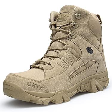 Imagem de Botas táticas masculinas, shoes de caminhada, botas militares, shoes deserto, cenas: caminhada, escalada, acampamento, pesca, montanhismo, viagem aventura(Sand,40 EU)