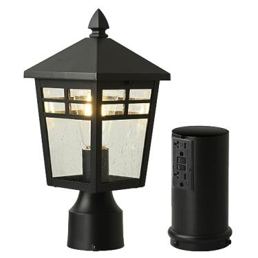 Imagem de Moonlok Luminárias De Poste Com Sistema Dust To Down, Postes De Iluminação Externa Com Tomada Gfci, Poste De Luz Externo Para Jardim, Pátio, Quintal, Caminho, Entrada De Automóveis
