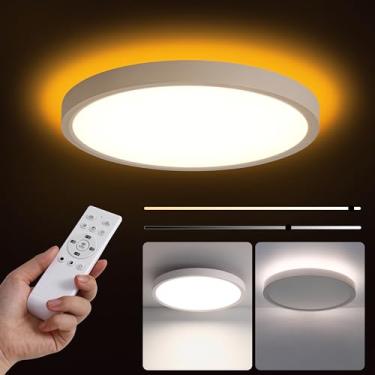 Imagem de JhauvMw Luminária De Teto Led Embutida De 12 Polegadas (Concha Branca Leitosa), Espessura De 1,73 Polegadas, 3 Temperaturas De Cor (3000K/4000K/6500K, Luz Noturna Na Parte Traseira, Luminária Led D