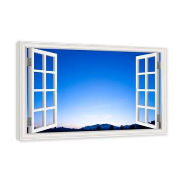 Imagem de PY3H69 Arte de parede em tela de janela aberta, impressão natural em tela. Lindo cenário de céu 20 cm, decoração de parede de paisagem de janela, decoração de casa moderna. Moldura interna 40 x 60 cm