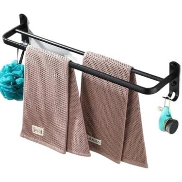 Imagem de Toalheiro De Parede Duplo Porta Toalha Adesivo Sem Furos Banheiro Acessórios Multiuso (Toalheira Dupla 40cm)